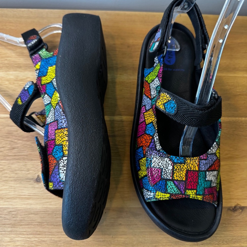 Wolky Jewel Sandals Women 10.5 EU 41 Multicolor Mosaic Leather Comfort Sandals